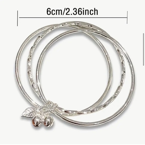 Anthropologie Silver Cherry Charm Bracelets - Picture 3 of 4